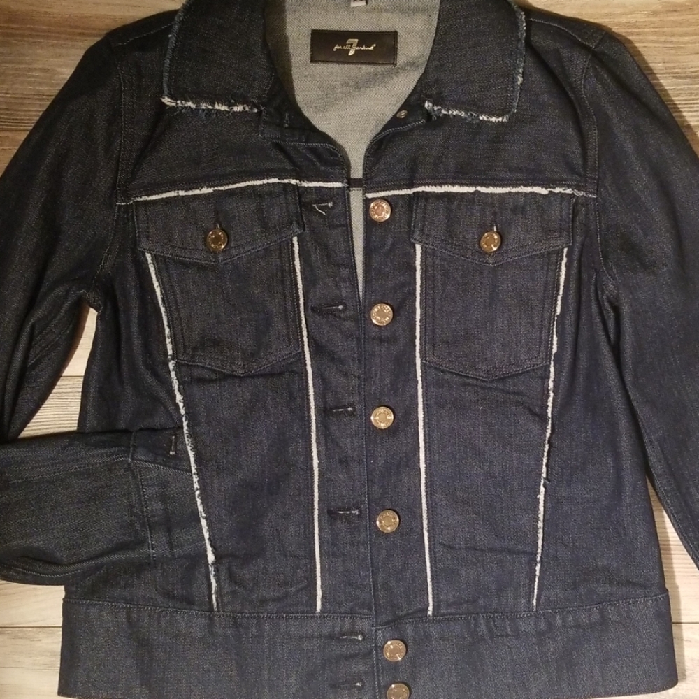 7 for all mankind dark wash jean jacket - Picture 2 of 8